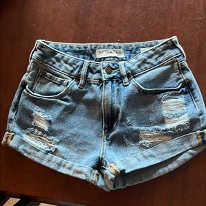 Bullhead Light Blue Distressed Jean Shorts